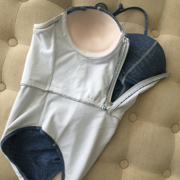 NEW SHERYDIN FISHER DENIM Sweetheart CORSET ONE PIECE Bathing Swimsuit NWT - Picture 10 of 11
